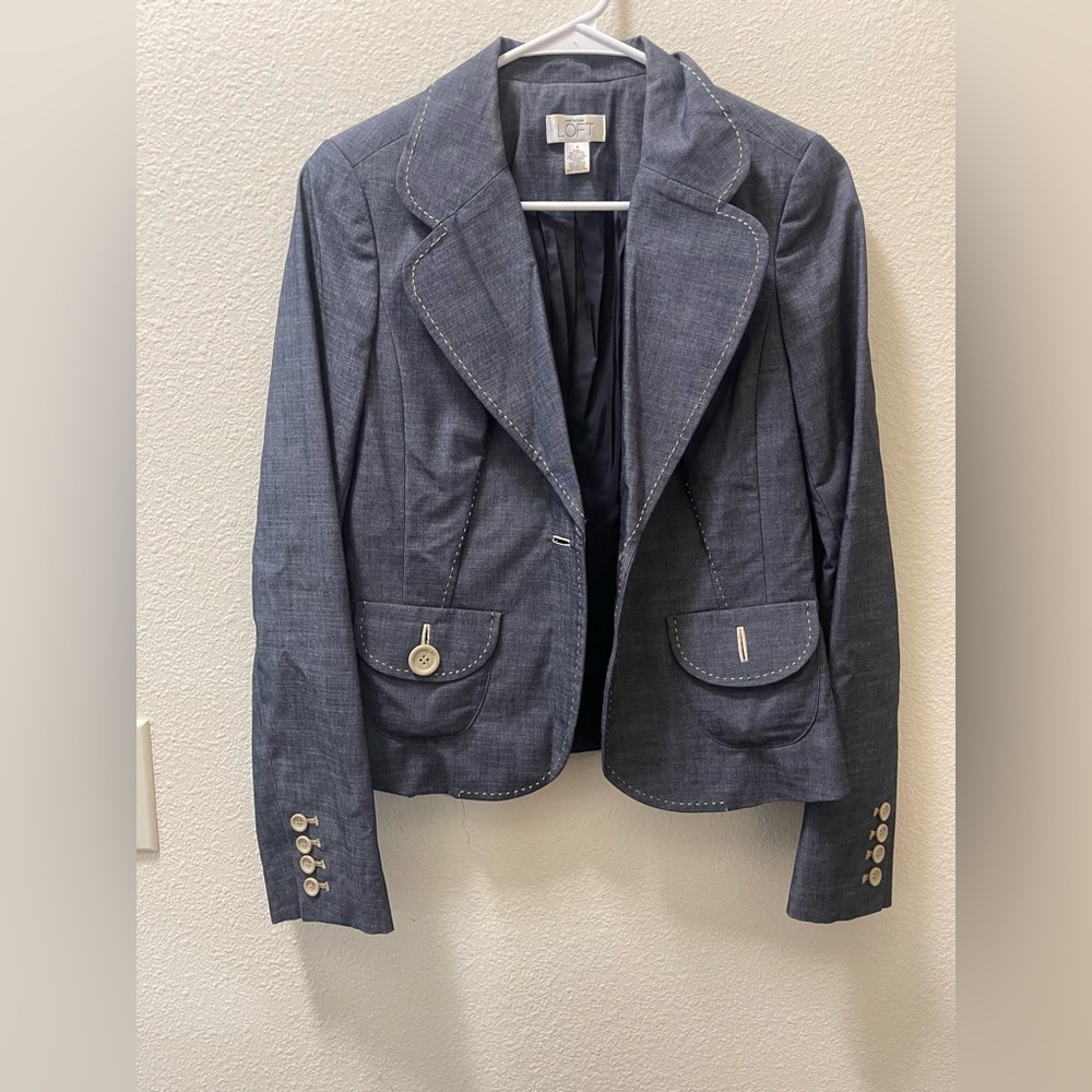 Ann Taylor LOFT Women's Dark Gray Blazer and pants set.